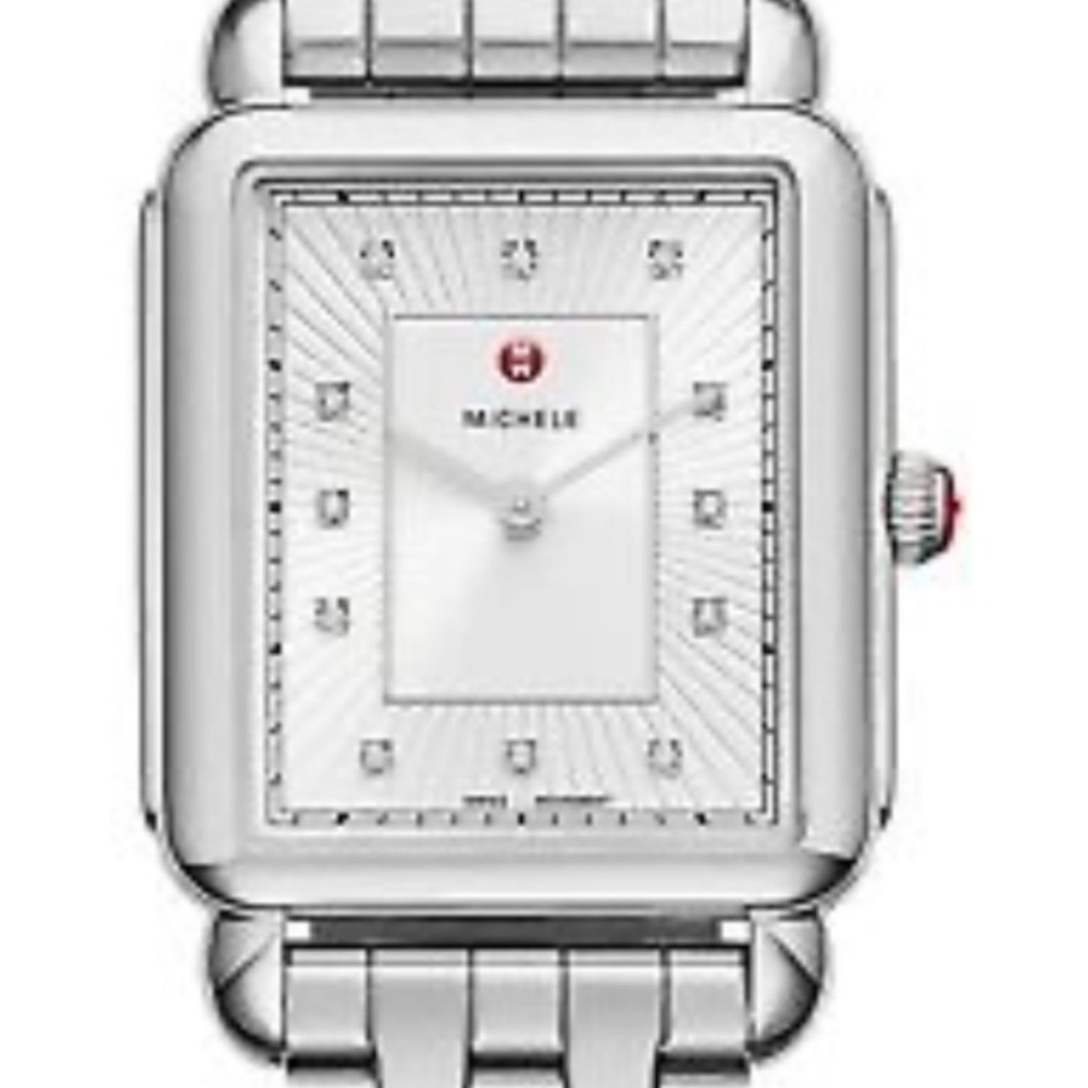 Michele Silver Square Face Watch